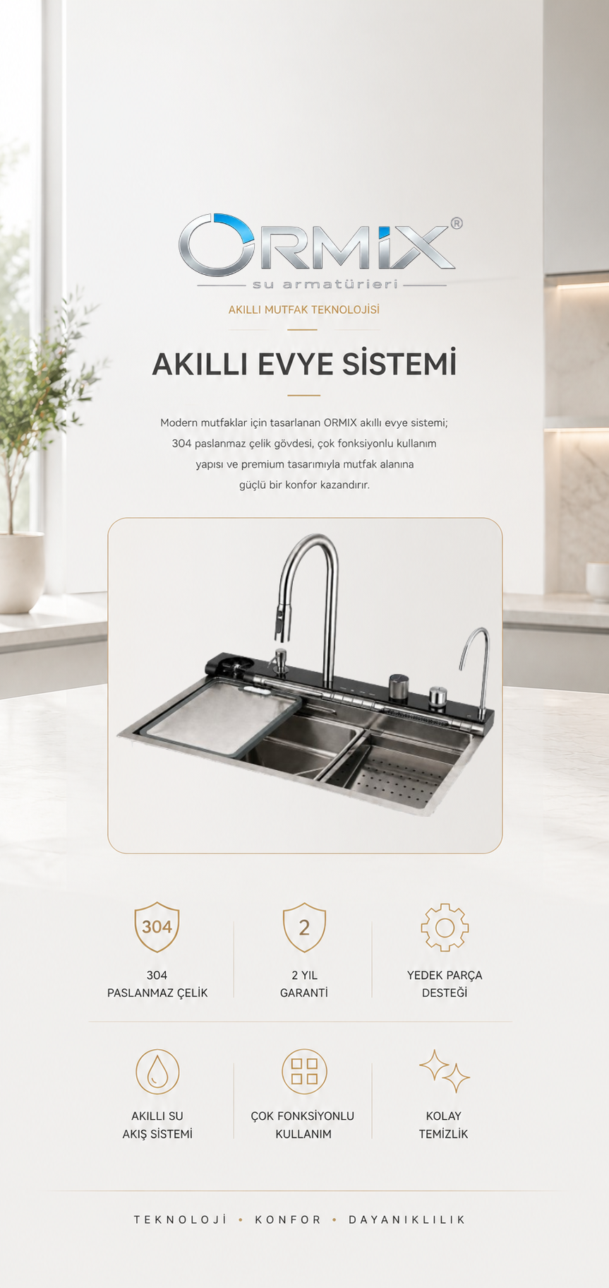 ORMIX Akıllı Evye Antrasit
