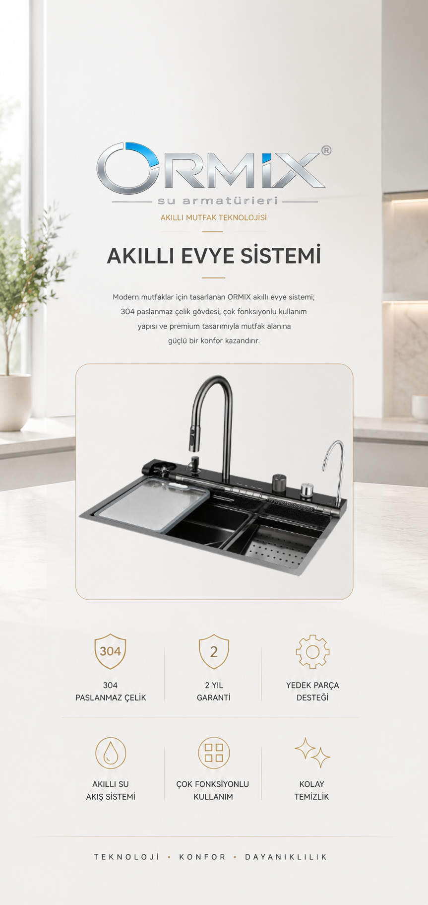ORMIX Akıllı Evye Siyah